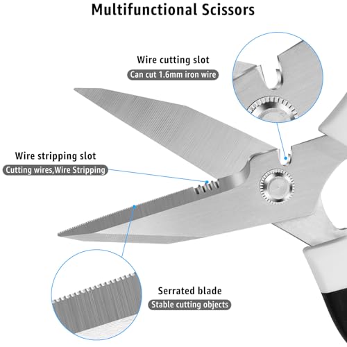 BoFuYuan Utility Scissors All Purpose heavy duty 8-Inch White - color: White