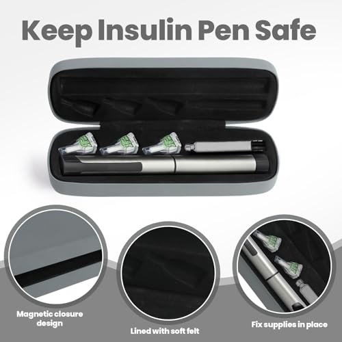 Insulin Pen Travel Case for 1 Pen, 3 Needles & 1 Cartridge – Portable Hard Shell Organizer for Diabetic Supplies – Compact Storage Holder for Daily or Travel Use (Case Only) (Gray) - color: Gray