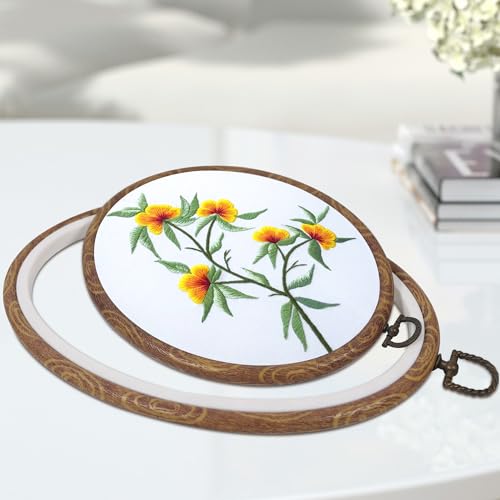 Oval Decorative Embroidery Hoop - 3 Pieces 6*4.72 inch Imitated Wood Cross Stitch Hoops Set, Resin Embroidery Frame for Display Sewing Craft Hanging Ornament - style: Oval-6*4.72inch-3pcs