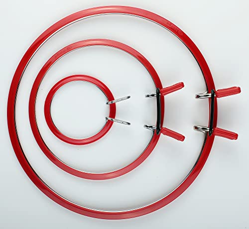 Nurge Premium Quality, Metal Spring Tension Embroidery Hoops, Cross Stich Hoop, Darning Hoops, Embroidery Tension Shed (Red, Siz Mix) - color: Red, size: Mix Sizes