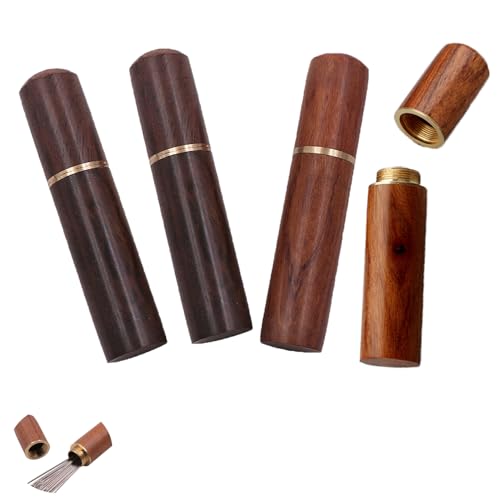 4 Pack Sewing Needles Storage Case with Copper Thread Wooden Box Container Organizer Holder Keeper for Embroidery Needle Darning Tapestry Leatherwork Craft Knitting Toothpick Pill Bead