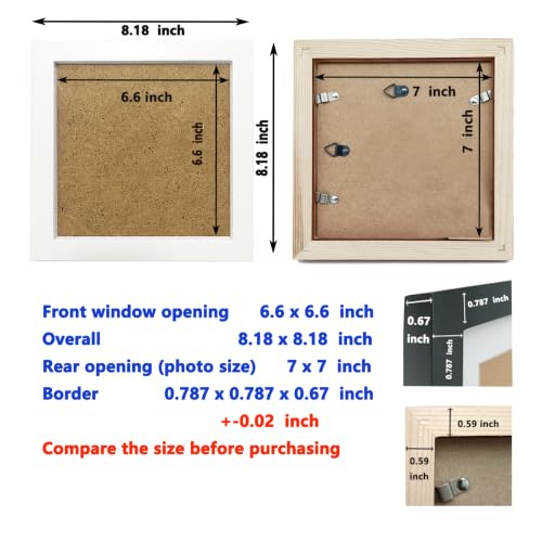 ZXT-parts 7x7 Picture Frames Set of 10, White Solid Wood Wall Mounted - size: 7x7