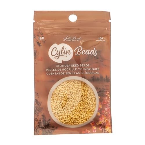 John Bead 25g Cylin Beads Opaque Light Topaz 11/0 Glass Cylindrical Seed Beads for Jewelry Bracelets Necklaces Earrings Making Embroidery - color: Light Topaz