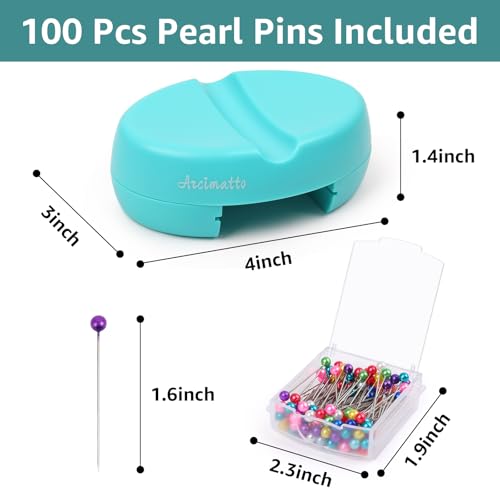 Arcimatto Magnetic Pin Holder, Strong Magnet Pincushion with Drawer, Pin Cushion with 100 Pcs Ball Head Straight Pins for Sewing, Needle Cushions Bobby Pin Holder Paper Clip Organizer for Quilting - color: Blue