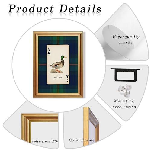 Wojuin Lucky Duck Ace of Clubs Illustration Framed Canvas Wall Art 8x10 in - color: Lucky Duck, size: 10"L x 8"W