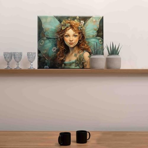 Little Girl Angel DIY Paint by Numbers for Adults Blue Wings DIY Digital Oil Painting Acrylic Paint Angel Leaves Flowers Painting Kits Canvas With Acrylic Paint Room Decor 16x20 Inch （DIY Frame ） - color: Angel-05, size: 16''Wx20''H(DIY Frame)