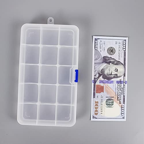 Qualsen Bead Organizer Box with Adjustable Dividers, 15 Girds, 12 Pack - size: 15 Gird-12pcs