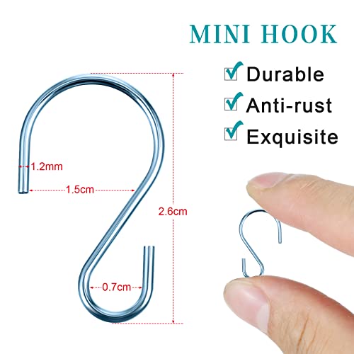 Sratte 120 Pcs Mini S Hook for Hanging 1 Inch Metal, Silver Blue - color: Silver Blue