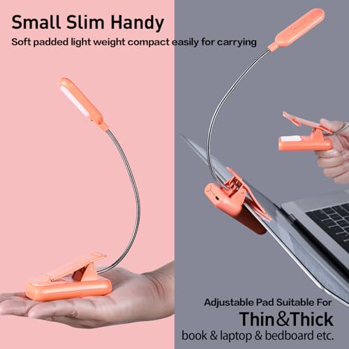 VAVOFO Rechargeable Reading Light, Clip on Book Light for Reading in Bed - color: Orange
