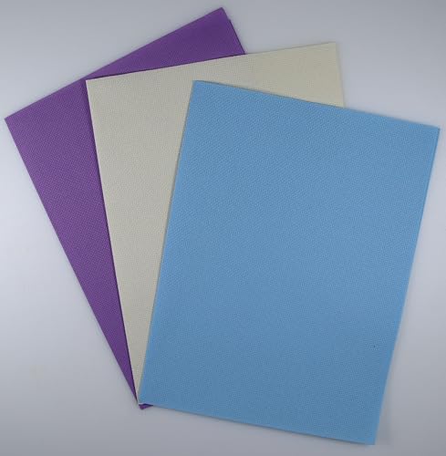 KCS 3 pc of 12" x 18"(30cmx45cm) 16CT Counted Cotton Aida Cloth Cross Stitch Fabric (Cream+Light Blue+Lavender) - color: Cream+light Blue+lavender