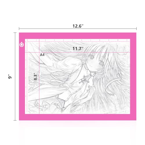 LitEnergy Portable A4 LED Copy Board Light Tracing Box, Pink Ultra-Thin Adjustable USB Power Artcraft LED Trace Light Pad for Tattoo Drawing, Streaming, Sketching, Animation, Stenciling - color: PINK, size: 8.3 x 11.7 inches