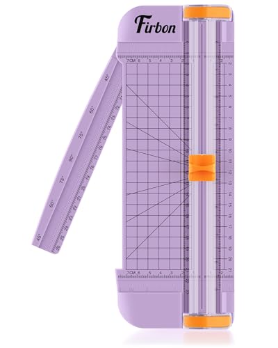 Firbon A5 Paper Cutter, Small Straight Paper Trimmer with Side Ruler - color: A5-purple