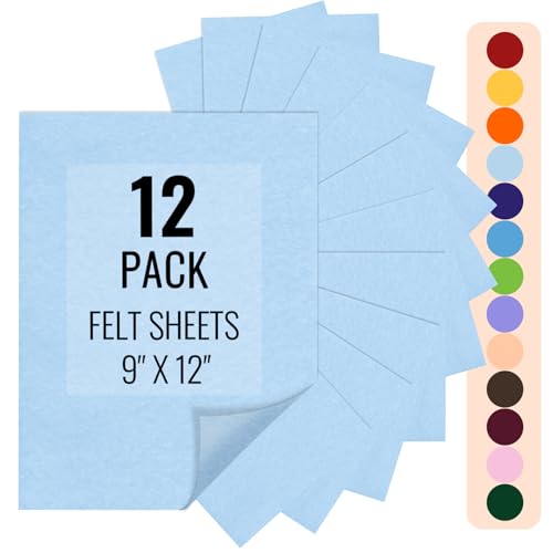 IONTACH 9" X 12" Felt Fabric Sheets 1.6mm Thick (12 Packs, Soft Blue) - color: Soft Blue