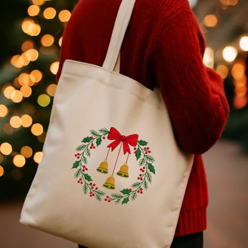 ORIGACH 4 Sheets Large Christmas Water Soluble Embroidery Stabilizers, Christmas Elements & Phrases Designs - Stick and Stitch Embroidery Paper Hand Sewing Stabilizers for Embroidery Beginners - color: Christmas Elements & Phrases