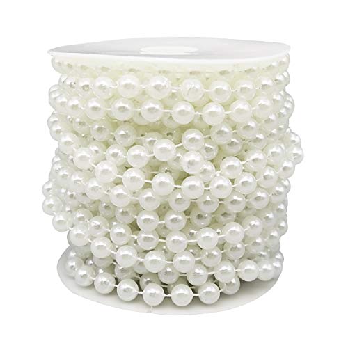 8MM Beaded Trim White Crafts Faux Pearl Beads Garland Roll Strand 33FT - color: White, size: 8mm