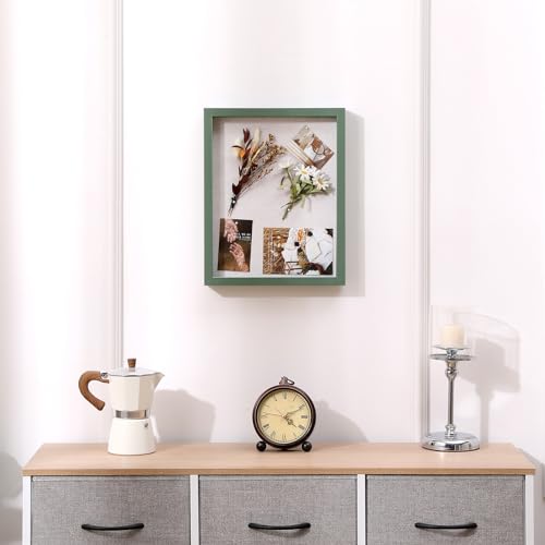 Muzilife 11x14 Shadow Box Wood Picture Frame, Tempered Glass, Green - color: Green, size: 11x14