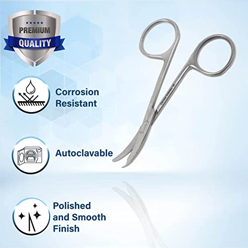 Premium Quality Suture Northbent Stitch Curved Scissors 3.5" (Silver) - color: Silver