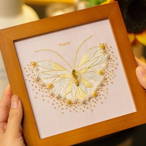 Bead Embroidery Kit for Adults with Instructions Video and Gift Box - color: Golden - Beginner