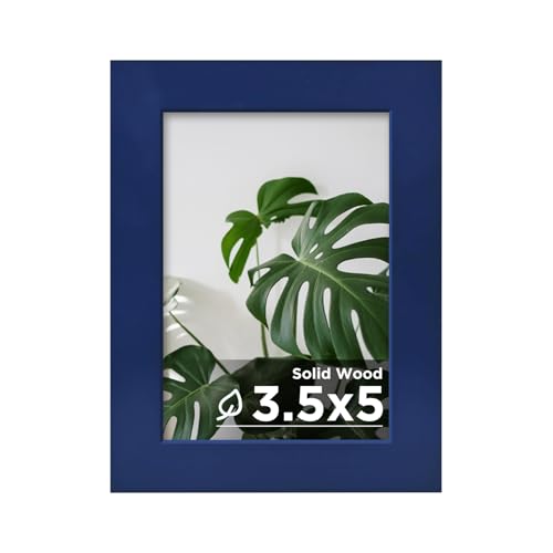 Egofine 3.5x5 Picture Frame Made of Solid Wood with Plexiglass, for Tabletop and Wall Mounting Photo Frame, Navy Blue - color: Navy Blue, size: 3.5x5