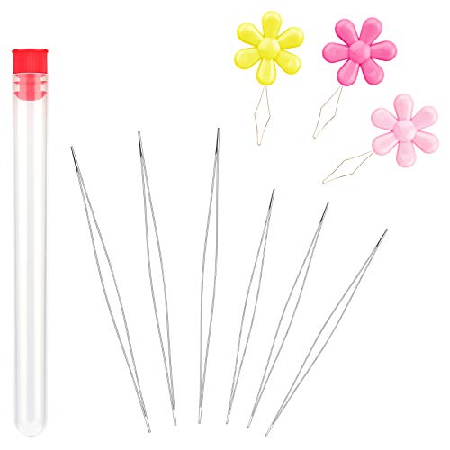 6 Pieces Big Eye Beading Needles, 2 Sizes Collapsible Bead Needle - style: 6pcs-short