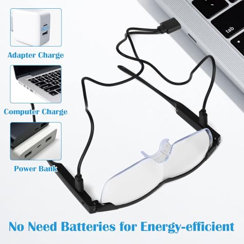 Magnifying Glasses with Light, 200% Magnification, USB Rechargeable - color: Black