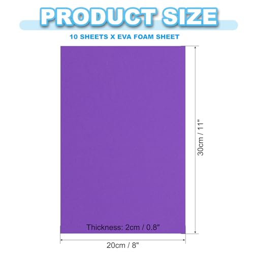 PATIKIL EVA Foam Sheet 10Pcs 12x8 Inch 2mm Thick Dark Purple - color: Dark Purple