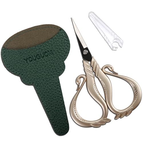 YOUGUOM Small Crochet Scissors with Cover, Little Detail Shears - color: Champagne