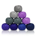 KGS Crochet Thread Cotton Yarn Balls | Size 8 | 10 Balls | 10 Grams Each Ball | Total 100 Grams of Pearl Cotton Thread for Crocheting, Hardanger, Needlepoint Hand Embroidery (Amethyst Aura) - color: Amethyst Aura