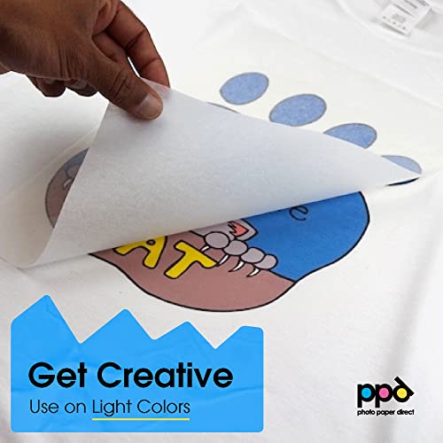 PPD 100 Sheets 8.5x11" Iron-on Heat Transfer Vinyl Paper Light Fabrics - size: 8.5 x 11, style: Light (100 Sheets)