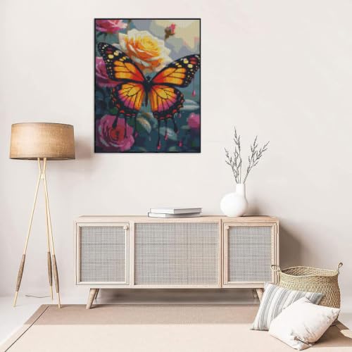 Butterfly & Flower Stamped Cross Stitch Kit, Embroidery 11.8x15.7in - color: D073