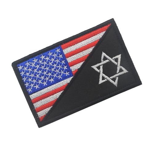 Israel Flag Patch, Embroidered Israeli Flag Patches Appliques, Tactical Combat Armband Badges with Hook and Loop Fastener Backing, 3.15 x 1.97 Inch, 2-Pack - color: color_f