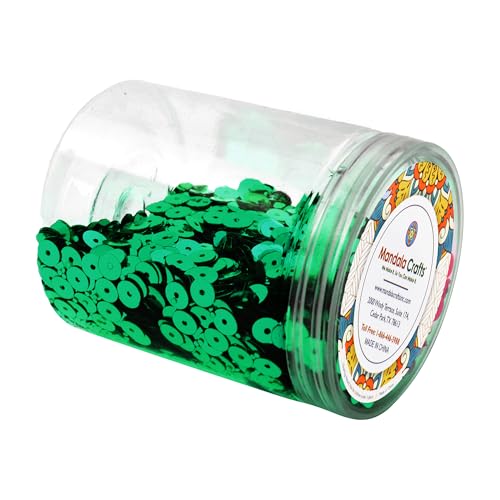 Mandala Crafts 6mm Flat Round Emerald Sequins for Sewing Embroidery - color: Emerald, size: 6mm Flat Sequins