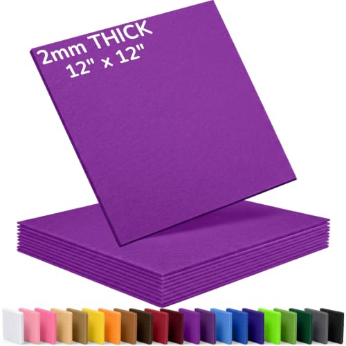 2mm Stiff Felt Sheets 12" X 12" (10 Pack, Purple) - color: Purple