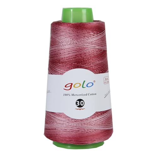 golo Crochet Thread Size 30 Cone Yarn 1.76oz 545yd,Yarn for Hand Kniting,Tatting,Crocheting D75 - color: D75-Creamy Red