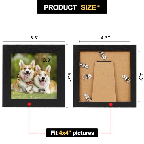 TOFOREVO 4x4 Picture Frames Set of 2, Black - color: Black Wood Grain, size: 4x4