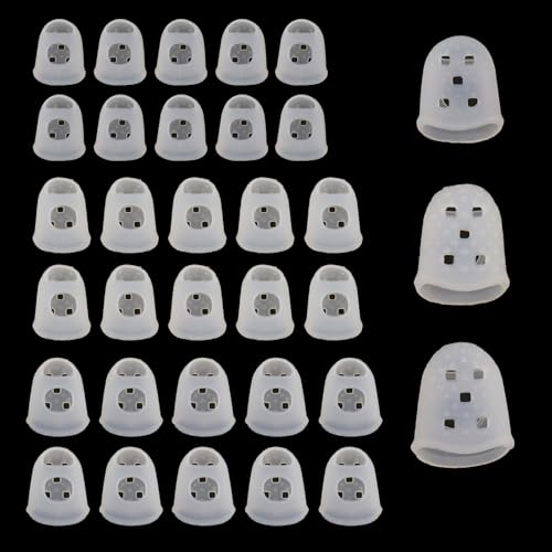 Xiaoyztan 30Pcs Transparent Silicone Guitar Finger Protectors - color: Transparent, size: S+M+L