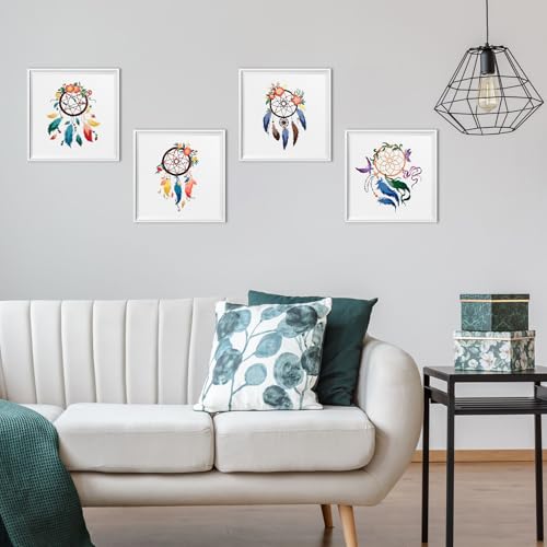 ERKOON 4 Set Embroidery Kit for Beginners, Cross Stitch Set Include Embroidery Cloth Hoops Threads for Craft Lover Hand Stitch with Embroidery Skill Techniques (Feather Wreath) - color: Feather Wreath