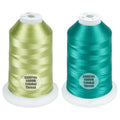 Simthread 2Pk 5500Y/5000M 40WT Polyester Embroidery Thread Fresh027 Teal534 - color: Spring Duo(FreshGreen+Teal Green)