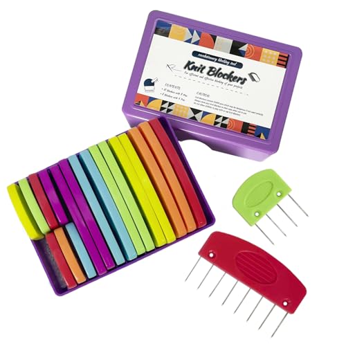 20Pcs Knit Blockers Pins Kit, Blocking Combs for Knitting and Crochet Projects, Rainbow Sewing Lace Needlework Tool for Blocking Board Mats - color: Rainbow