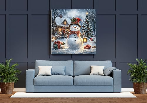 Moohue 14ct Counted Cross Stitch Kits for Adults Winter Snowman House Trees Printed Stamped Cross Stitch Patterns Kits Cross Stitch Supplies (Winter Snowman House Trees) - color: Winter Snowman House Trees