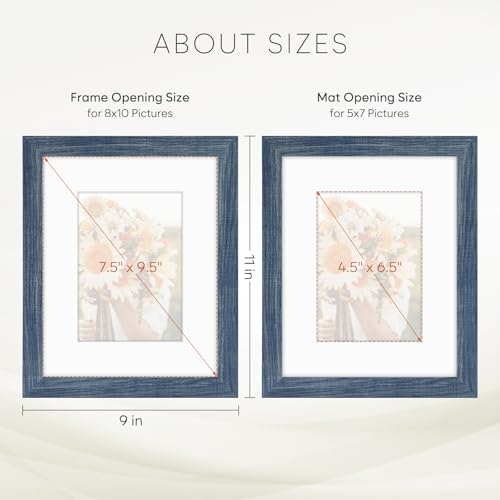 Golden State Art 8x10 Blue Picture Frame Mat for 5x7 Real Glass - color: Blue, size: 8x10