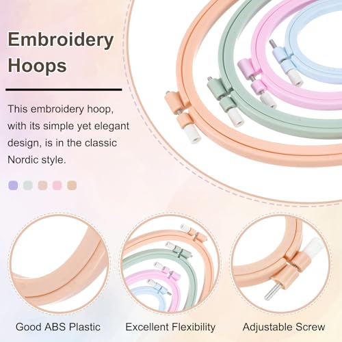 PATIKIL 2 Pieces 8.3" x 11.4" Oval Embroidery Hoops, Adjustable Cross Stitch Hoops Ring ABS Plastic Embroidery Frame Punch Needle Hoop for Sewing, Needlework, DIY Craft, Beige Yellow - color: Beige Yellow, size: 8.3" x 11.4"