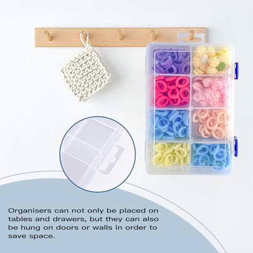 2 Pcs 8 Grids Clear Plastic Storage Box with Adjustable Dividers, Stackable 8 Compartments Small Organiser Box Container for Accessories Beads Jewelry Earring Tool, 7.48×5.23×1.8 Inches