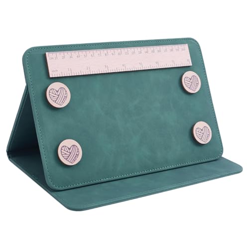 HOBBIESAY 1 Set Knitting Pattern Holder with Magnets 10.2x6.7 Inch Foldable Knitting Chart Keeper with Ruler Crochet Chart Keeper for DIY Craft Sewing Patterns Reading Cross Stitch - color: Dark Green