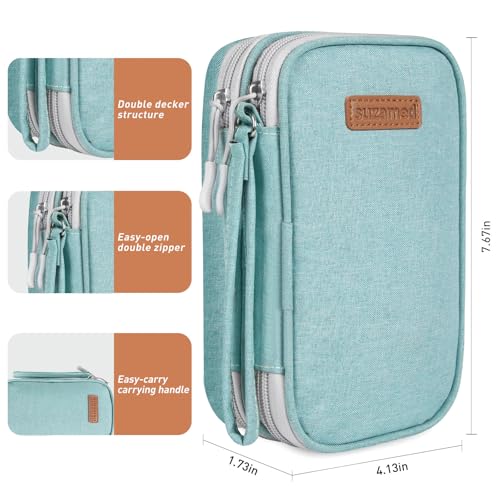 suzamed Double Layer Insulin Cooler Travel Case, Expandable Space, Green - color: Green
