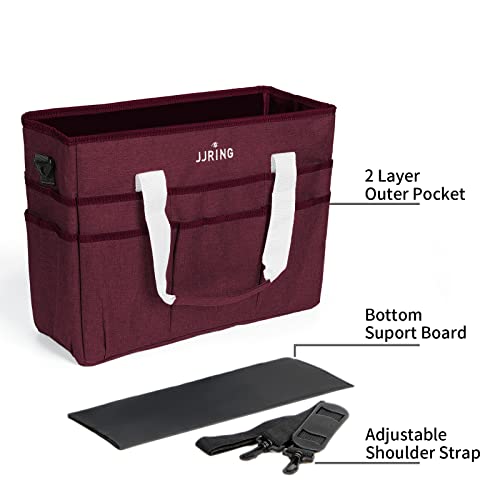 JJRING Craft Organizer Tote Bag Large Art Storage Caddy Dark Red - color: Dark Red, size: Large