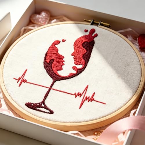 Couple Embroidery Kits for Beginners Adults, Abstract Face Embroidery Starter Kit, Hand Stamped Cross Stitch Kits for Adults Anniversary Valentine's Day Gifts, Embroidery Hoop, Thread & Video Tutorial - color: H1093, size: 6.3Inch