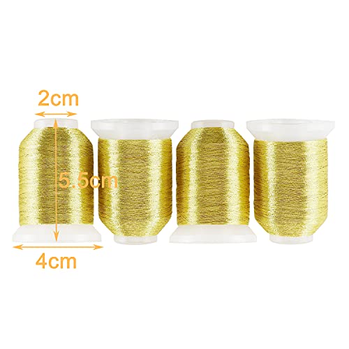 New brothread 4 Gold Metallic Embroidery Machine Thread Kit - color: 4xGold