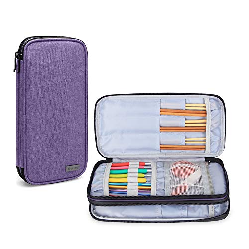 Teamoy Knitting Needles Organizer, Travel Crochet Hook Case, Purple - color: Purple