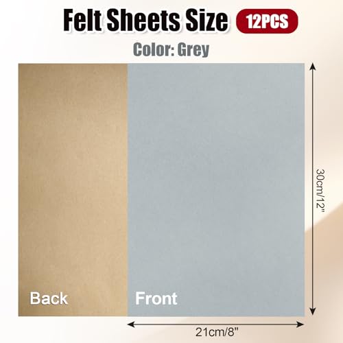 Biaungdo Self Adhesive Felt Sheets, Grey, 12 Pcs, 8 x 12 Inch - color: Grey